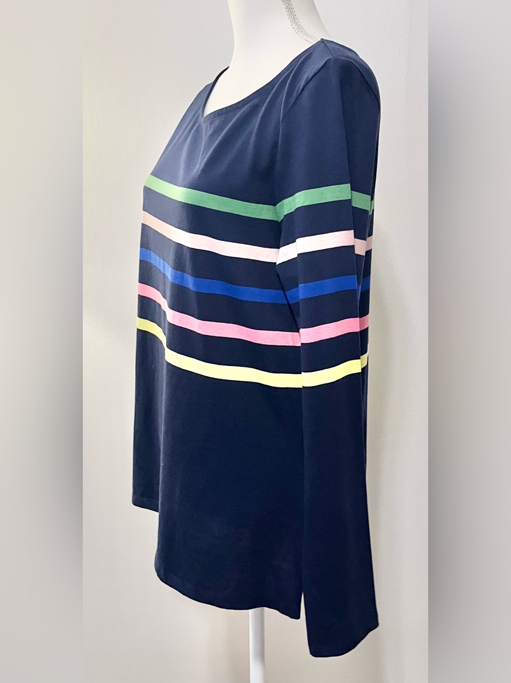 NWT Boden Ella Long Sleeved Navy Top Tee with Multicolored Striping. Size 10 - Picture 6 of 8